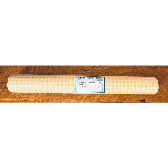 Double Roll of Vintage Yellow + White Gingham Wallpaper, New, 70 SQFT - Picture 1 of 2